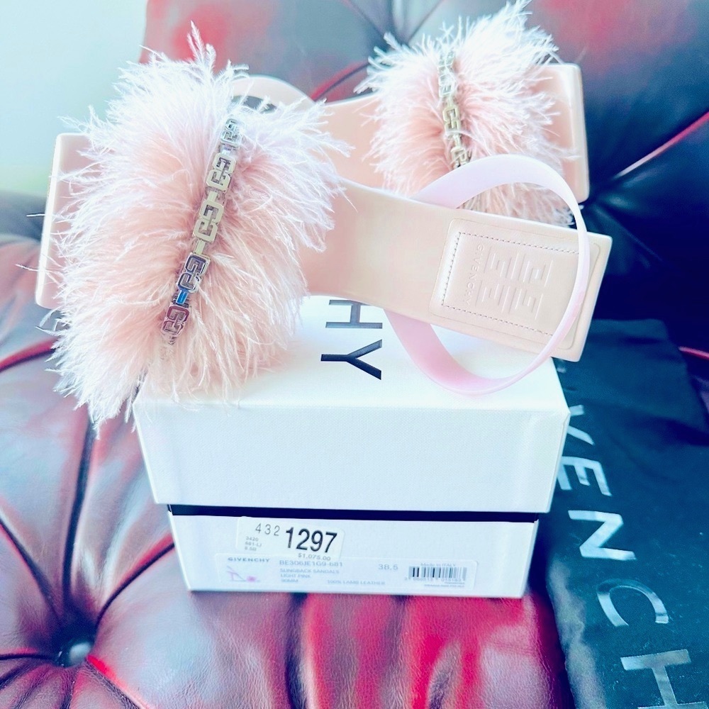 NWT GIVENCHY FEATHER CHAINED SLINGBACK SANDALS